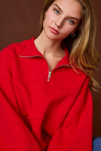 Valerie Half-Zip Oversized Sweatshirt Top