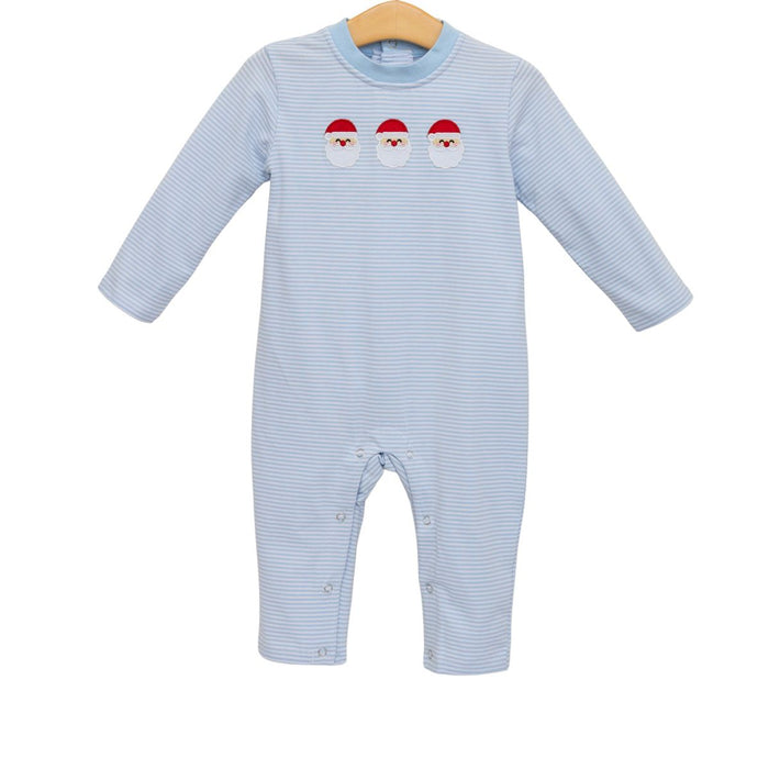 Trotter Street Santa Trio Romper- Blue