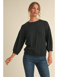 Textured 3/4 Sleeves Sweatshirts Top