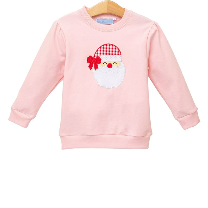 Trotter Street French Terry Pullover- Santa (Light Pink)