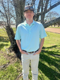 Coastal Cotton Seafoam wide Stripe Polo
