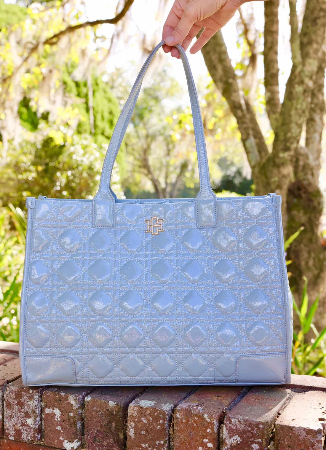 Caroline Hill Shane Tote Dusty Blue Patent LQ