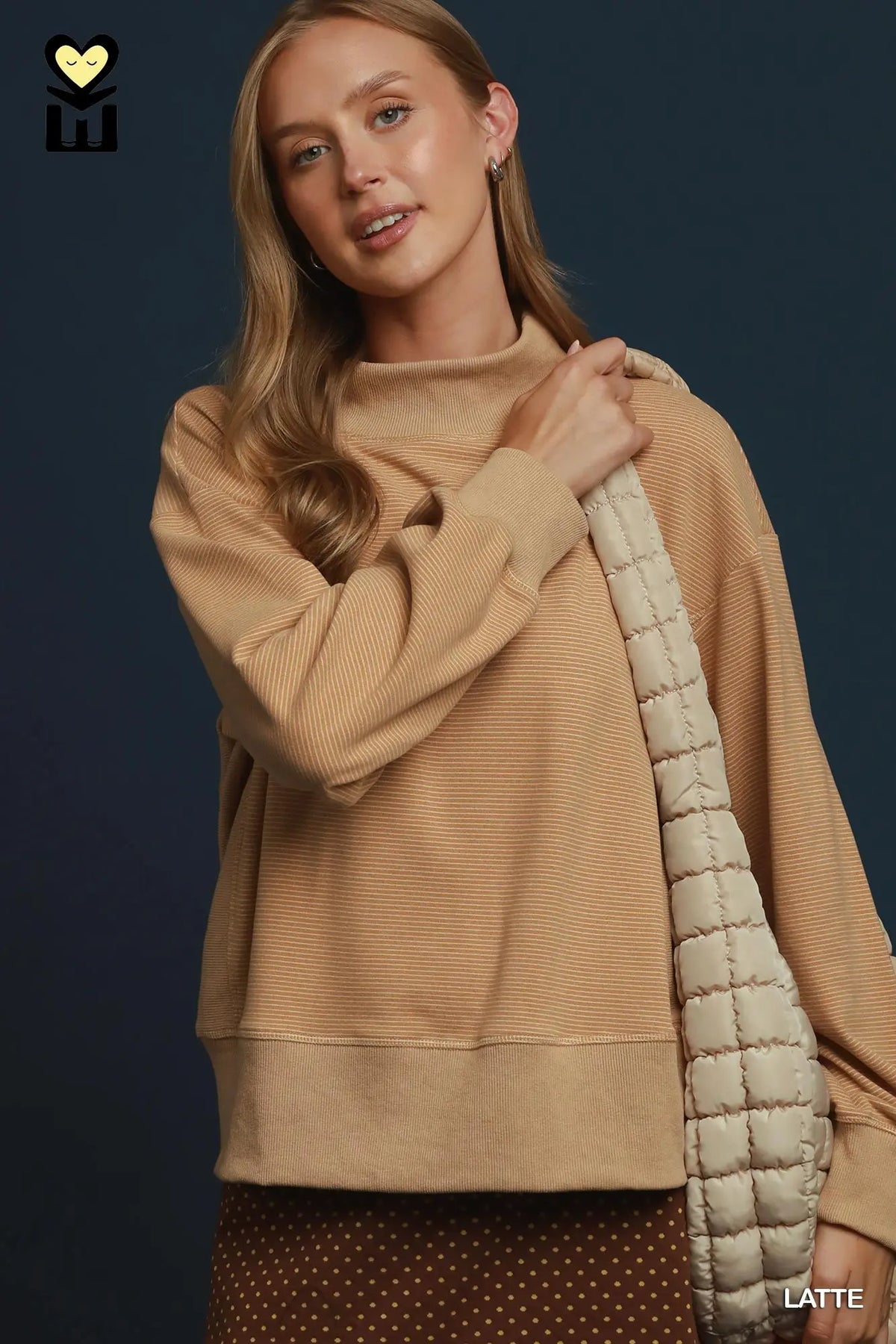 Relaxed Mock Neck Rib Pullover