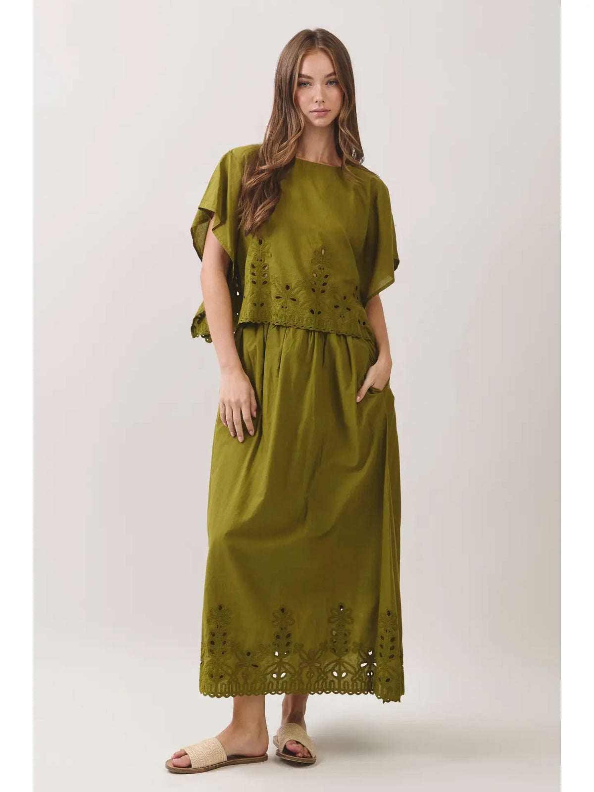 Eyelet Embroidered Maxi Skirt