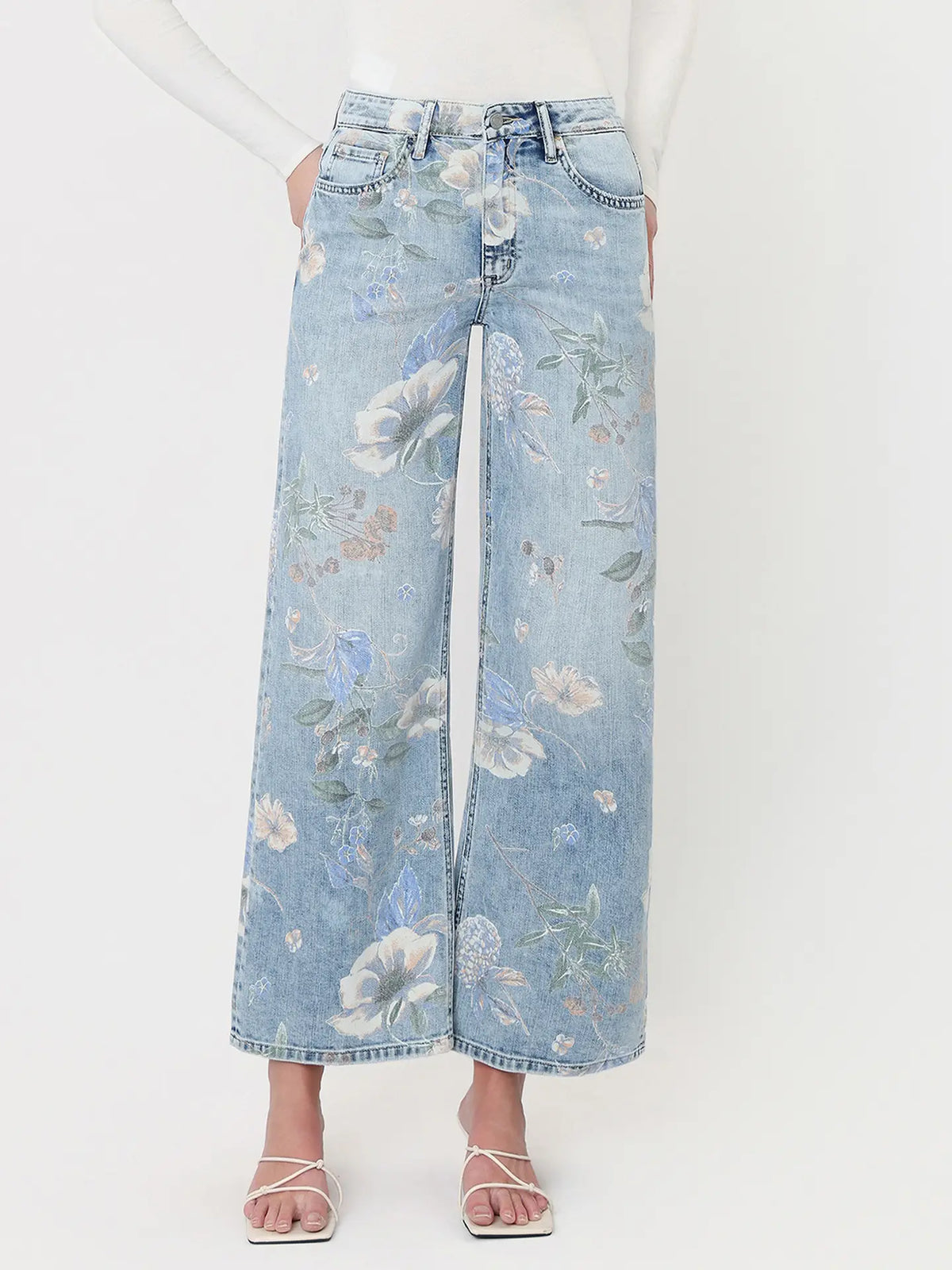 Vervet Super High Rise Floral Extreme Vintage Flare Jeans