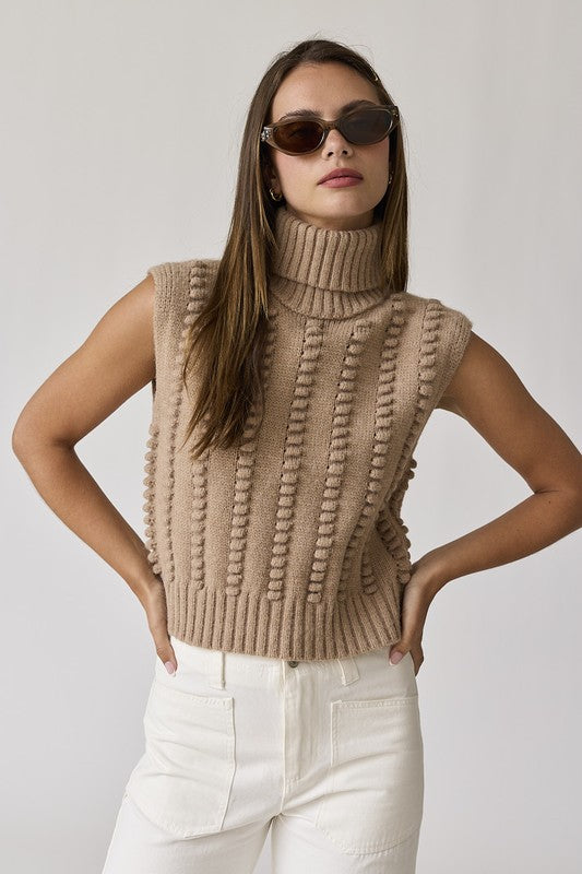 Willow Turtle Neck Textured Knit Vest