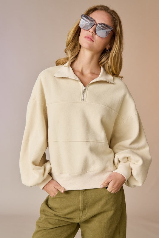 Valerie Half-Zip Oversized Sweatshirt Top