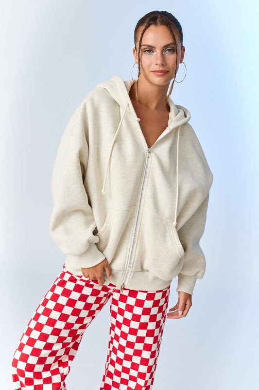 Andrea Oversized Zip-Up Hooded Jacket