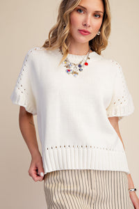 Short-sleeve Crew-neck Sweater