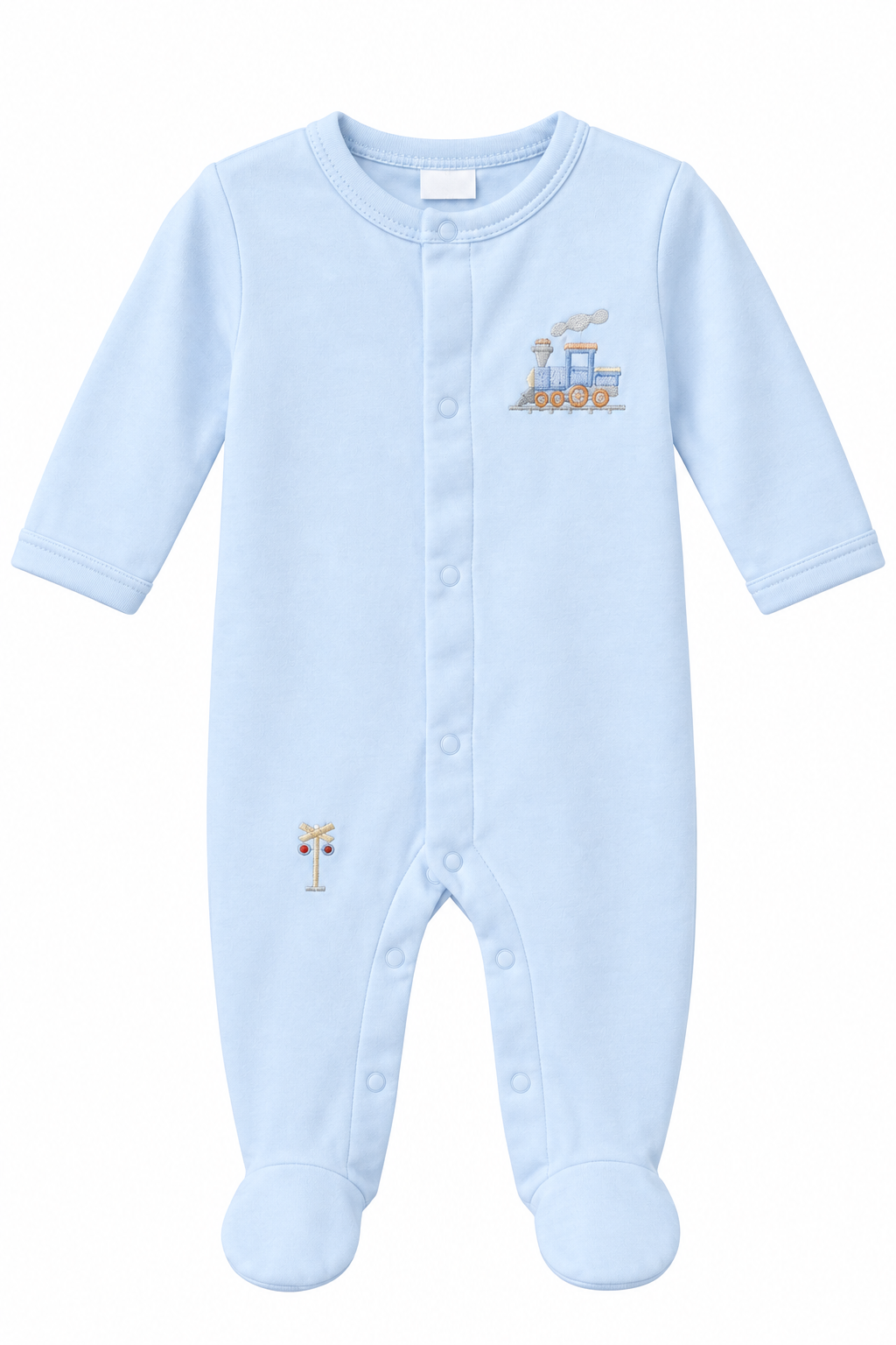 BABY LOREN | BLUE CHO CHO TRAIN PIMA FOOTIE