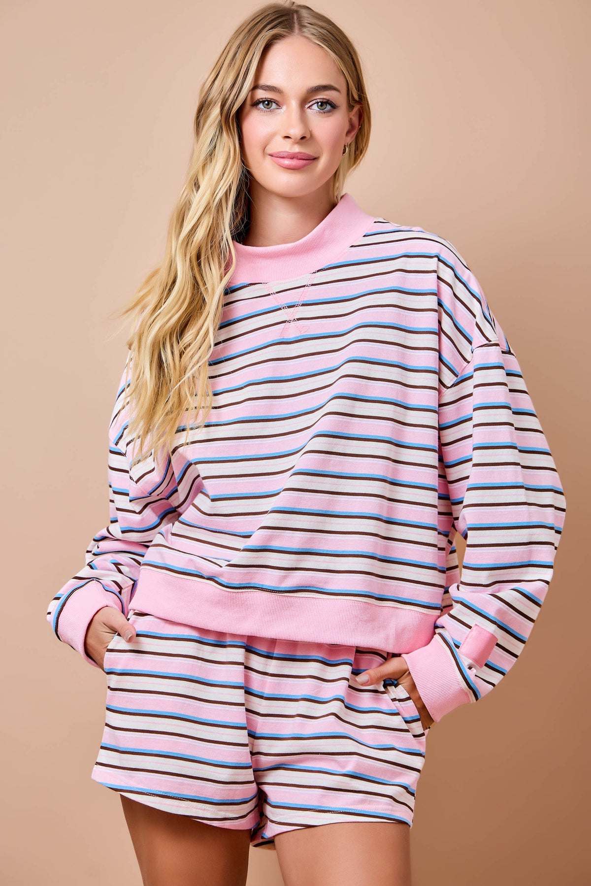 Striped Loose Fit Lounge Sweatshirt Top