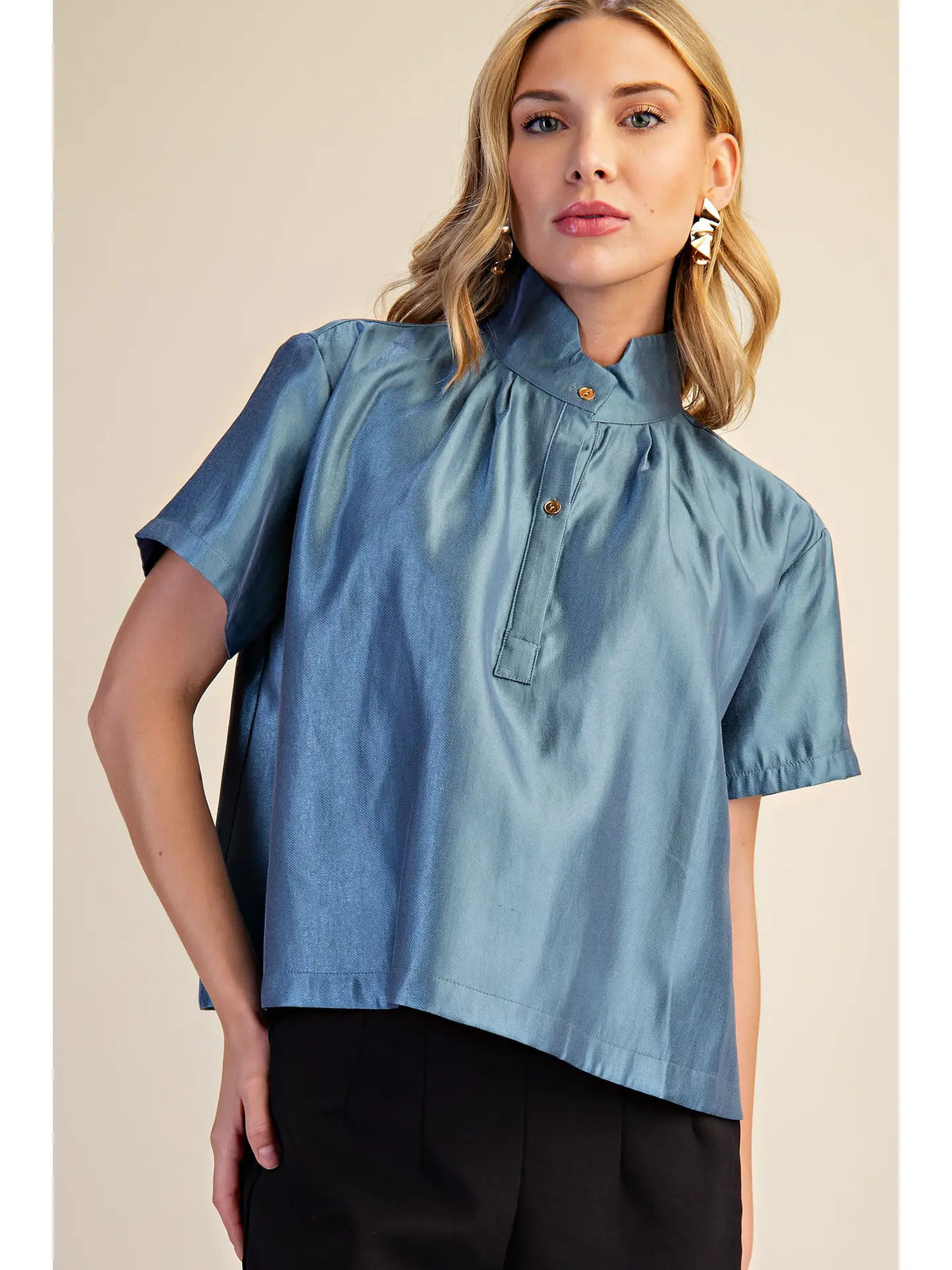 Placket Glossy Shirt