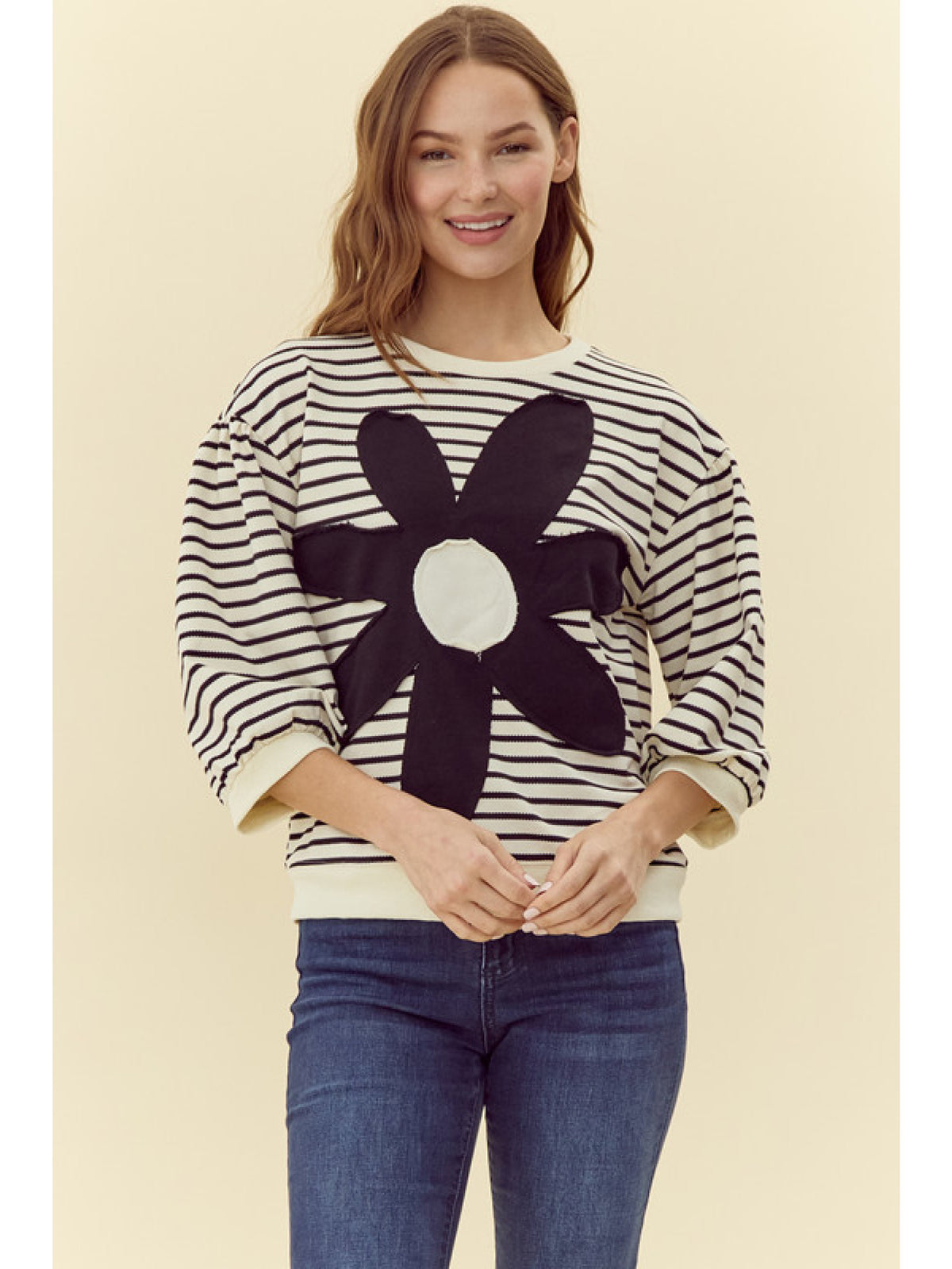 Striped flower patch top