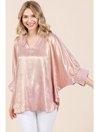 Metallic top with a V-neck