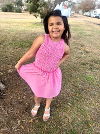 Girls Gingham Smocked Seersucker Tank Dress