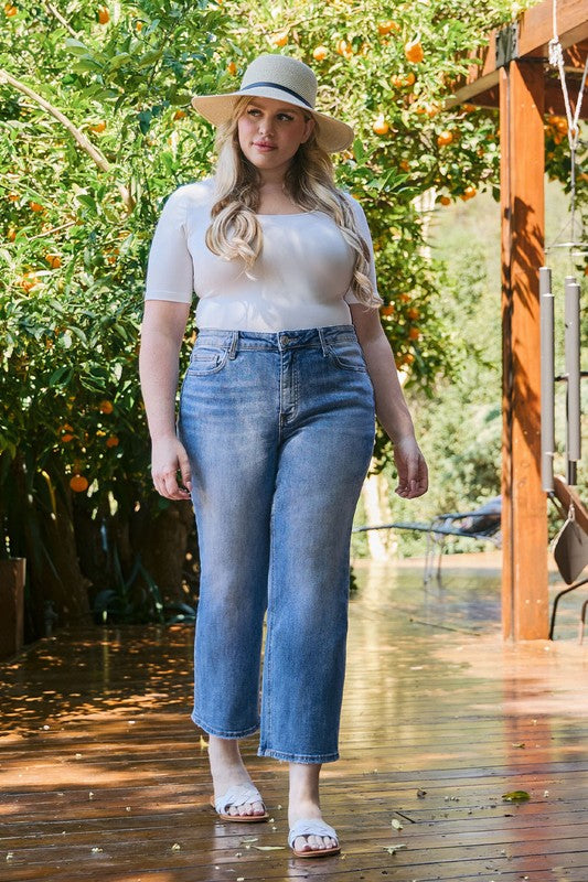 LOVERVET PLUS SIZE MID RISE STRAIGHT JEANS