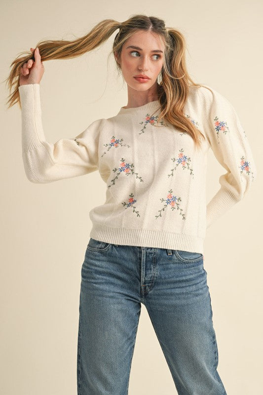 FLORAL EMBROIDERY SWEATER