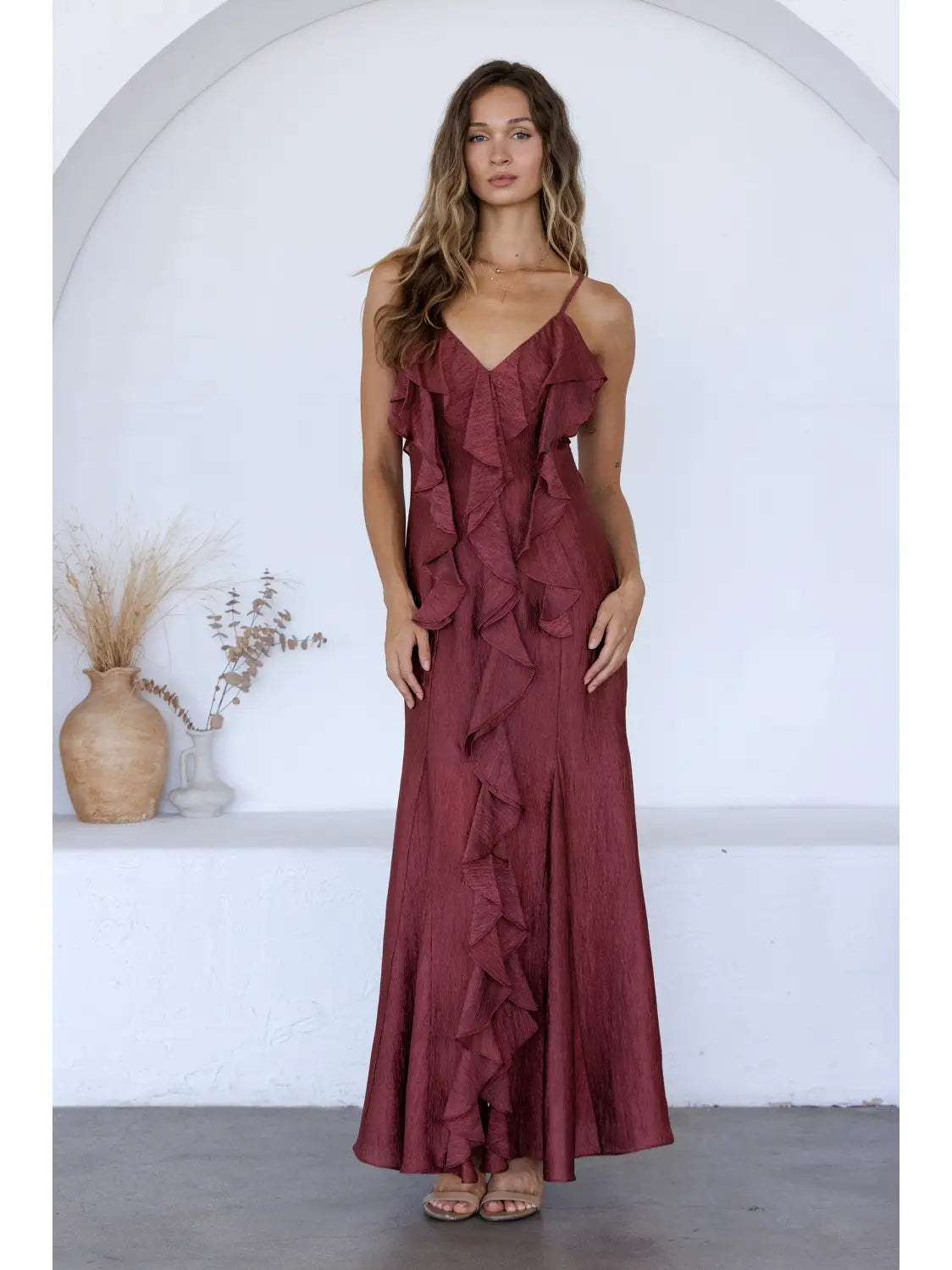 Ruffled Textured Maxi Dress