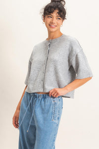 Drop Shoulder Short Sleeve Cardigan