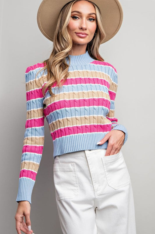 MULTICOLOR KNIT STRIPED SWEATER TOP