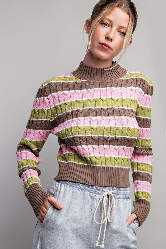 MULTICOLOR KNIT STRIPED SWEATER TOP