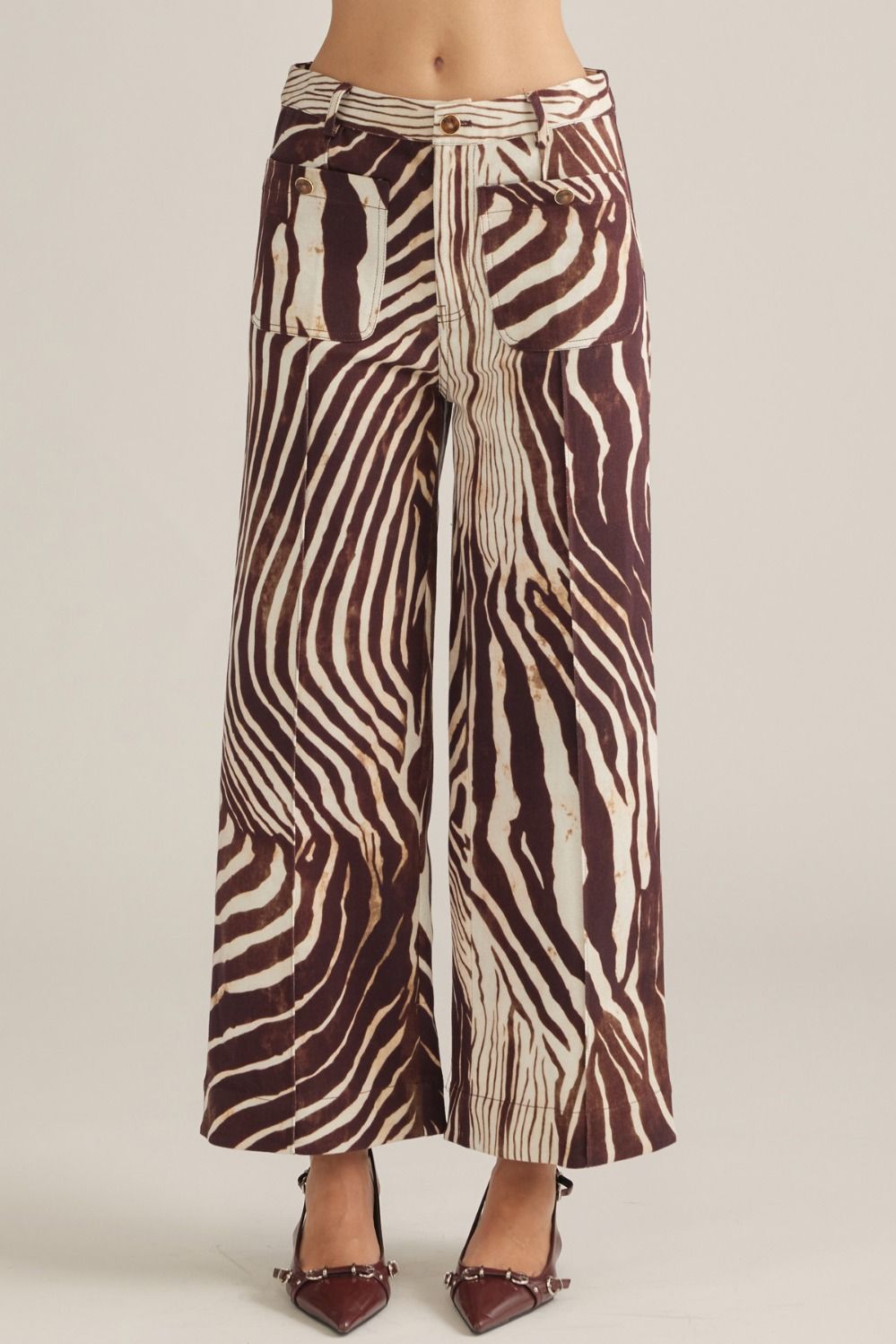 Zebra print wide leg pants