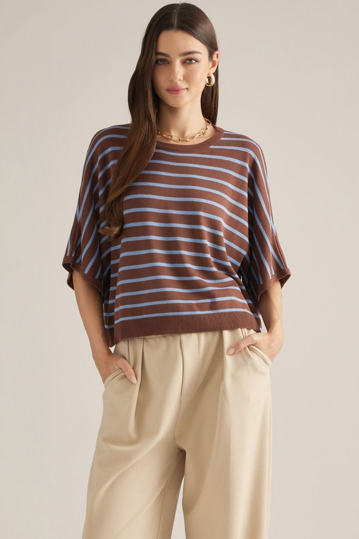 Stripe poncho sleeve top