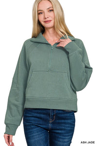 FLEECE HALF ZIP KANGAROO POCKET SWEATSHIRTS