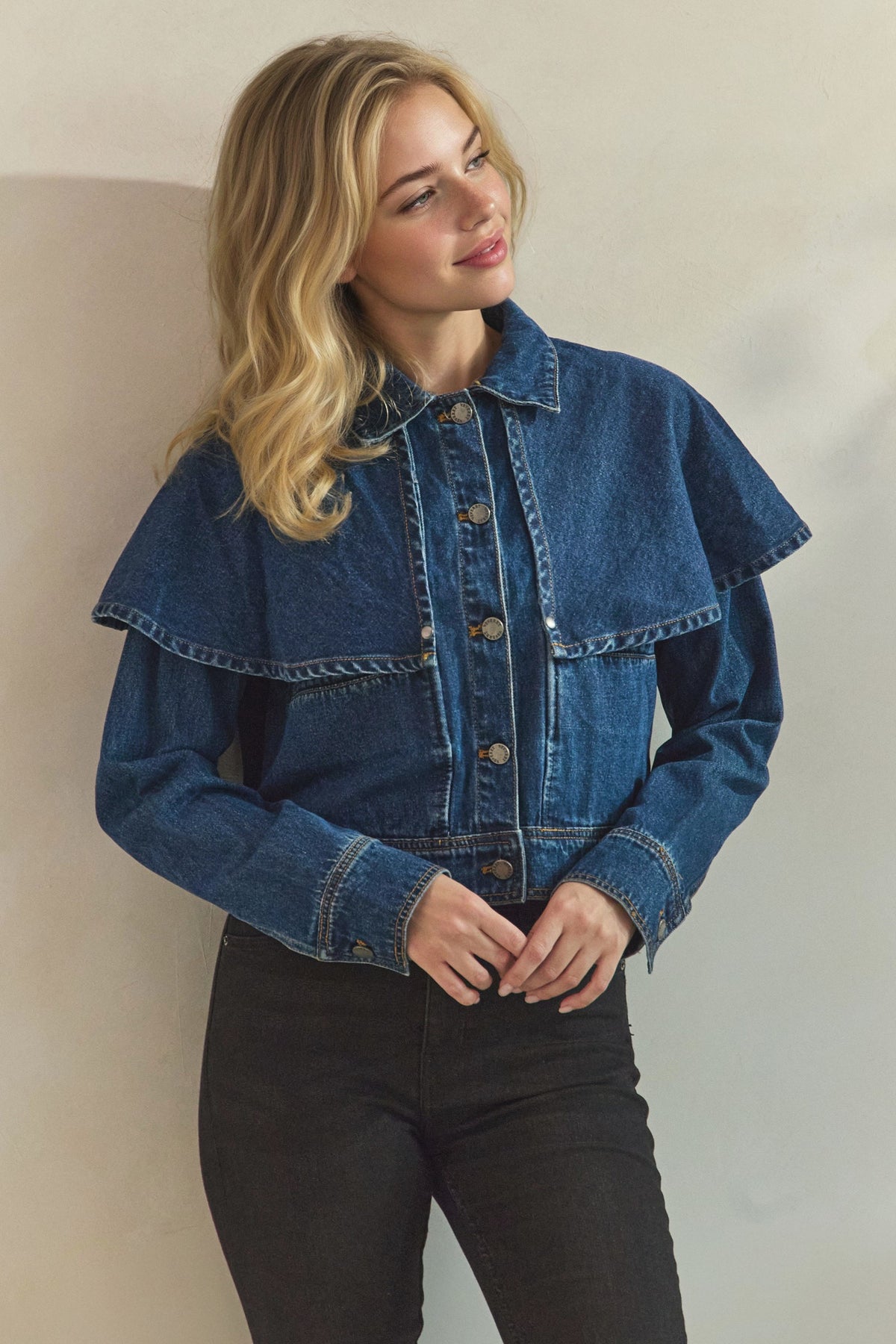 Cape Overlay Denim Jacket