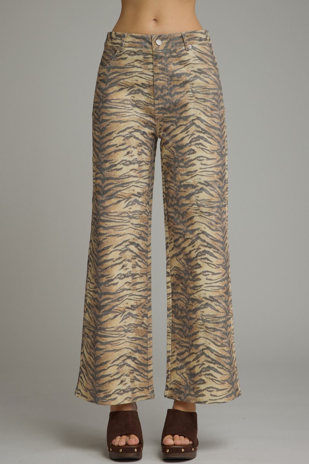 Animal print wide leg pants