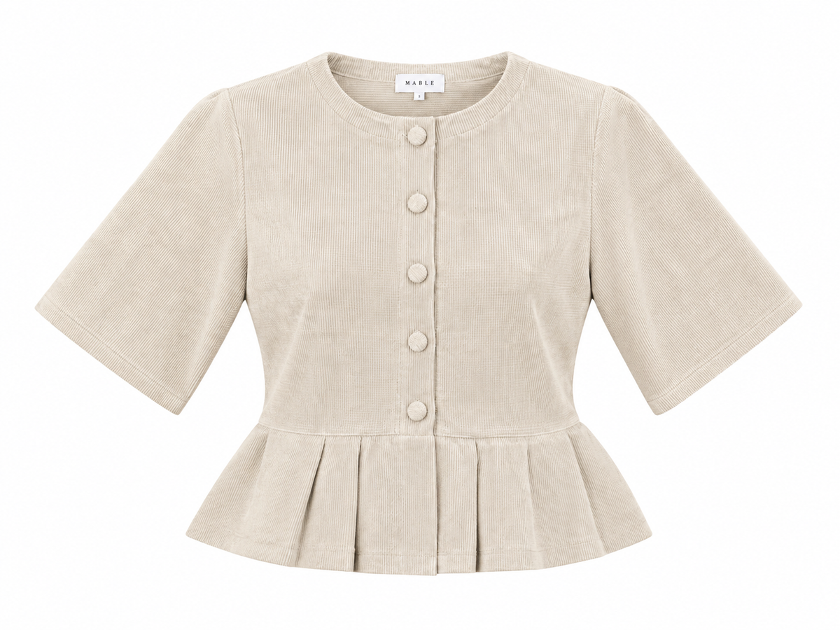 Cream Sweater Peplum Top