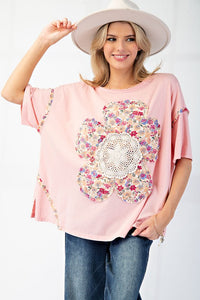 FLOWER PATCH MINERAL WASHED KNIT TOP