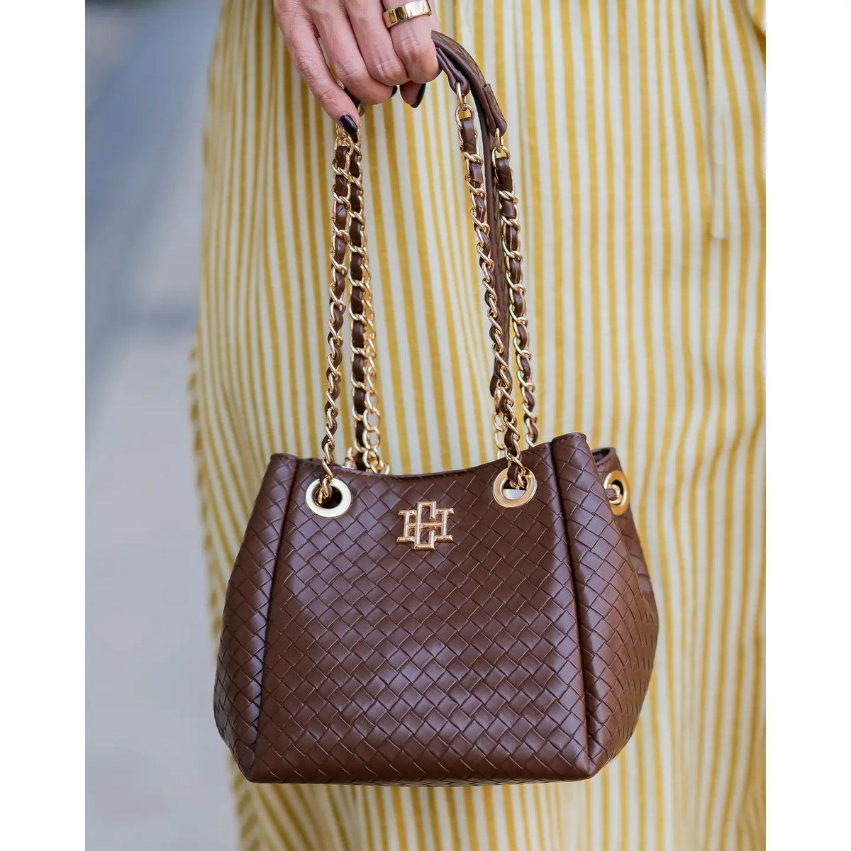 Caroline Hill Lainey Mini Tote - Woven Chocolate