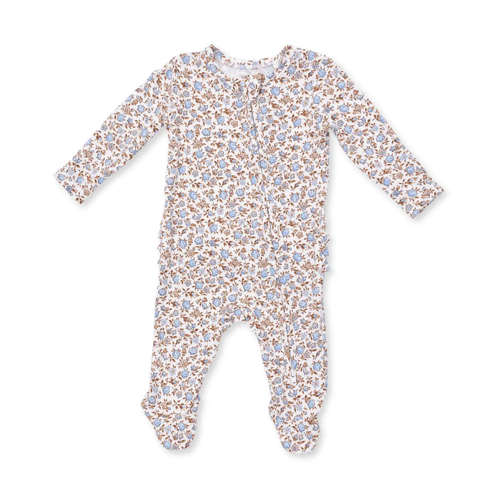 Angel Dear Hazel Floral - 2 Way Ruffle Back Zipper Footie
