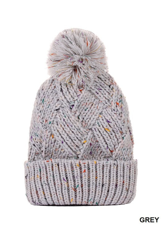 SPECKLED POM POM BEANIE