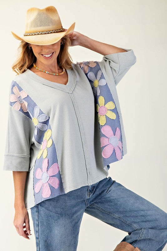 DAISY PATCH MINERAL WASHED PULLOVER