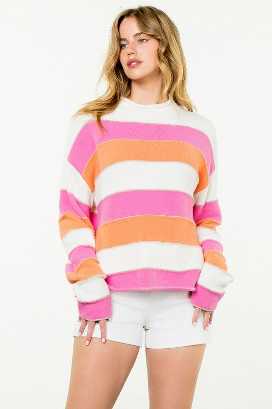 Striped Pattern Knit Sweater