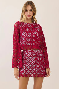 Floral Crochet Lace Skirt Set