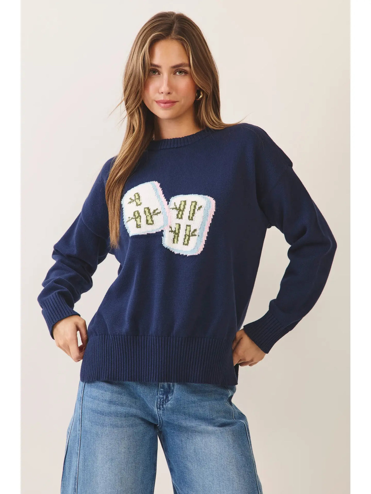 Dice Intarsia Crew Neck Sweater
