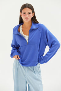 High Neck Half Zip Pocket Sweatshirt