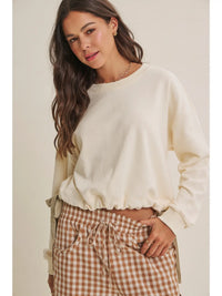 Soft Faded Mineral-Washed Sweatshirt with Cinched Waist