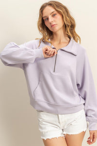 High Neck Half Zip Pocket Sweatshirt