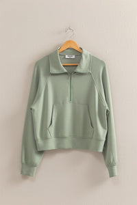 High Neck Half Zip Pocket Sweatshirt