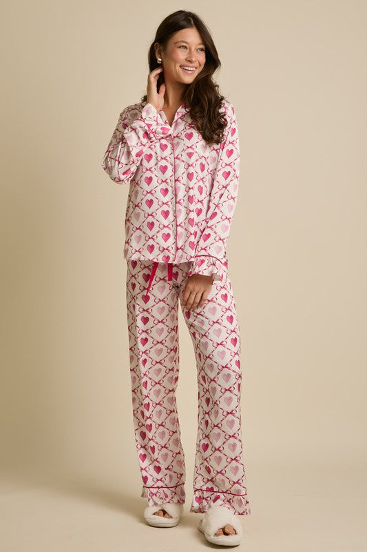 Bow & Heart Print Pajama