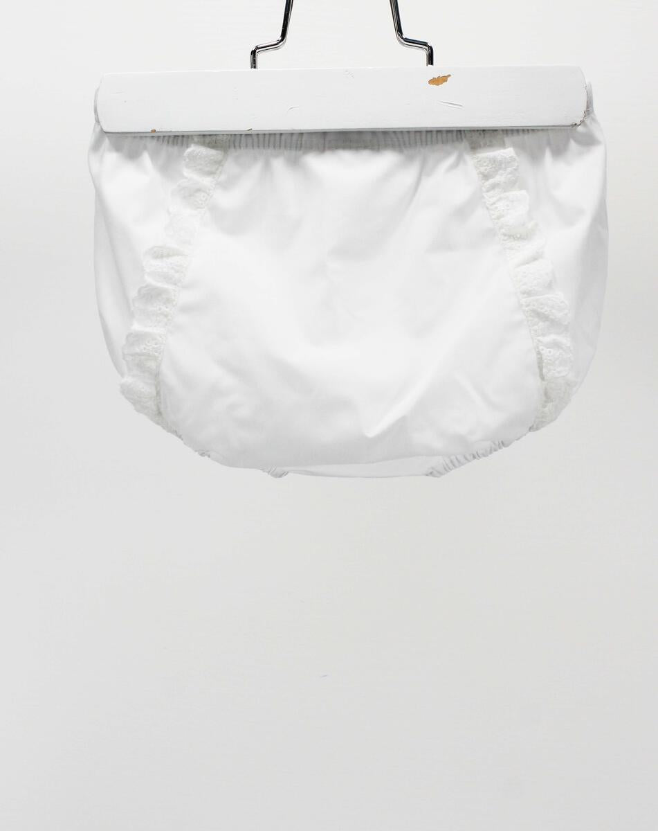 Baby Blessings White Diaper Cover w/ Lace