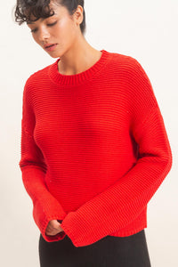 Textured Knit Crew Neck Sweater