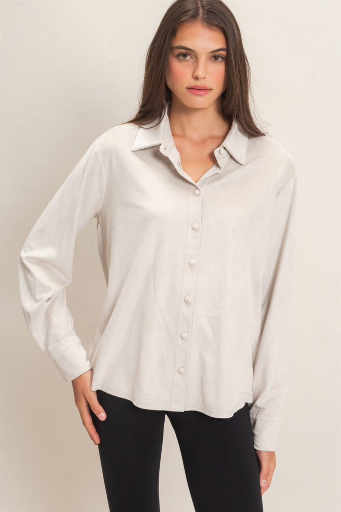 Suede Button-up Shirt