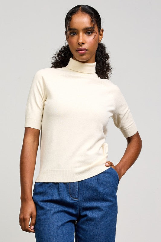 TURTLE NECK 3Q SLEEVE SWEATER