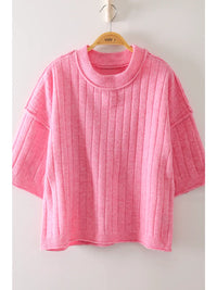 Cropped Length Ribbed Knit Sweater