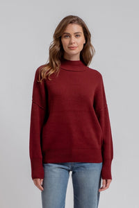 MOCK NECK RIBBED SWEATER